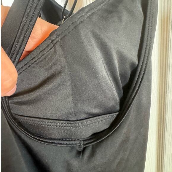 Athelta Black 36 B/C Built in Bra Strap Tank Work Out Swim Top Slimming Babydoll - Picture 7 of 10